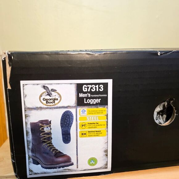 Georgia Steel Toe Waterproof Logger Boots 8" Brown G7313 Men's Size 9 - Picture 8 of 9